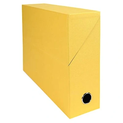 Obrázek Exacompta 89529E Premium Transferbox aus Leinwandpapier 9cm Rückenbreite mit Griffloch DIN A4 gelb ideale Transportbox und perfekt geeignet für die sichere Aufbewahrung Ihrer Ordner