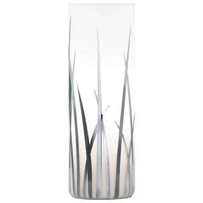 Obrázek EGLO stolní lampa Rivato, 1 plamenná lampa, elegantní, skleněná na noční stolek s dekorem, do obývacího pokoje v chromu, bílá, vypínačem, objímka E27