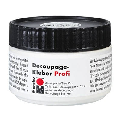 Obrázek Marabu 11420013848 transparentní decoupage lepidlo Profi, 250 ml dóza, na vodní bázi, voděodolné, ideální pro nalepení všech papírů