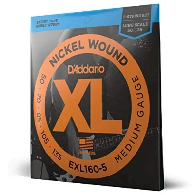 Obrázek D&#039;Addario E Bass kytarové struny pro basovou kytaru EXL160 5 střední, 50135 (5 strun) Long Scale