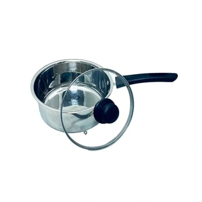 Obrázek Penguin Home hrnec na vaření 20 cm, 2,5 litru z ušlechtilé oceli se skleněnou poklicí a fenolovou rukojetí, sada hrnců odolných pro indukci s dvojitými výlevnými hranami, nádobí