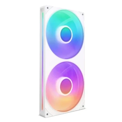 Obrázek NZXT F280 RGB Core 280 mm jednorámová jednotka ventilátoru s 2 x 140 ventilátory řízení otáček a osvětlení vysoký statický tlak proud vzduchu 8 LED aRGB na ventilátor bílá