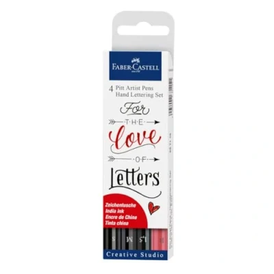 Obrázek FABER CASTELL 267115 popisovač Pitt Artist Pen Lettering, 4 ks Etui Love