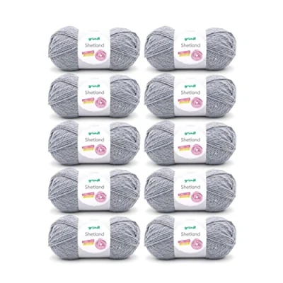 Obrázek Gründl Shetland vlna (módní a měkká pletací příze z 80 % polyakrylu 20 vlny, 100 g / 170 m, tloušťka jehlic: 7 8, 10 x g), šedá, 55 40 cm