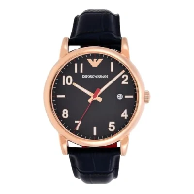 Obrázek Emporio Armani Pánské hodinky se 3 ručičkami datum ušlechtilá ocel růžové zlato, AR11135, 2t růžová/modrá, Páska