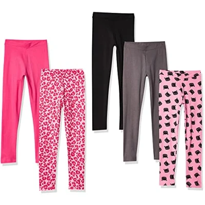 Obrázek Amazon Essentials Mädchen Leggings, 5er Pack, Katze/Kohlegrau/Rosa/Schwarz/Tiermuster, 5 Jahre