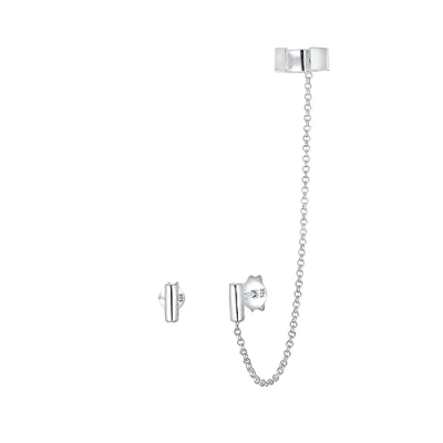 Obrázek Elli Dámské náušnice Earcuff Svorka Asymetrické Minimal Geo ze sterlingového stříbra 925, Fazetový brus, Bez