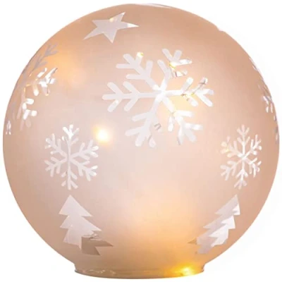 Obrázek WeRChristmas Lichterkugel mit Schneeflocken /Stern Motiv, 15 cm, Weiß