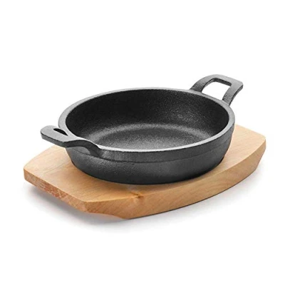 Obrázek Lacor Pfanne M/Holzbehaelter Magma Durchmesser 15 cm, Gusseisen, Schwarz, 23 x 16 7 cm