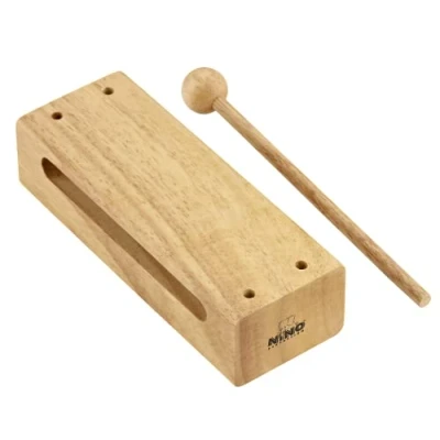 Obrázek Nino Percussion Wood Block Instrument Velký hudební nástroj pro děti od 3 let siam dub, přírodní (NINO22)