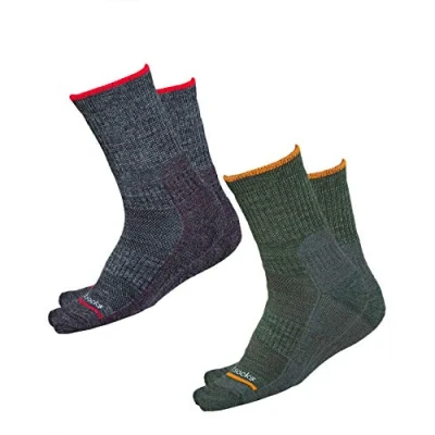Obrázek vitsocks Dámské turistické trekingové ponožky MERINO Vlna Outdoor ponožky, teplé 35 38 39 42 proti bublinám, 2 páry (zelené a šedé)