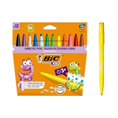Obrázek Bic KIDS 892223 fixy Visacolor XL ecolutions, 12 kartonové pouzdro, černé