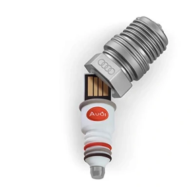Obrázek Audi 3221800600 Originální Heritage zapalovací svíčka USB flash disk 8 GB Spark Plug, stříbrná/bílá