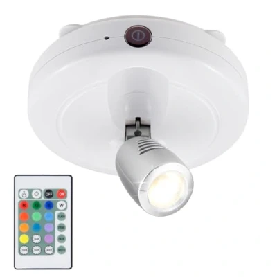 Obrázek HONWELL RGB bodová lampa LED Wireless stropní reflektor s dálkovým ovládáním terč na šipky osvětlení časovač AA provoz baterie bodové světlo otočnou hlavou pro nátěr zrcadla terč,