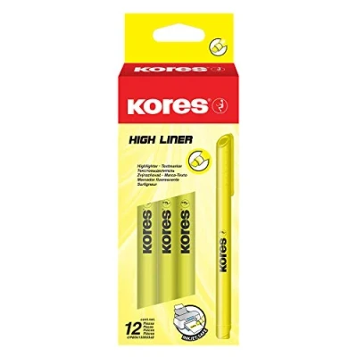 Obrázek Kores Zvýrazňovače High Liner, hrot, 12 ks, Žlutá