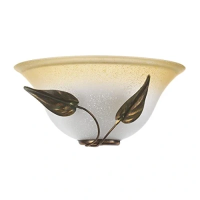 Obrázek ONLI Mira Wandleuchte aus Glas, Farbe Elfenbein, Farbverlauf, bernsteinfarben, Metallgestell in Braun und Gold