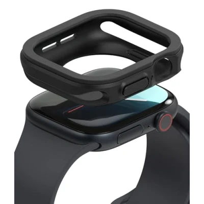 Obrázek Ringke Air Sports kompatibilní s Apple Watch 10 42 mm pouzdro, měkké flexibilní robustní nárazuvzdorné TPU bumper zvýšený rámeček ochranný knoflík ochranné pouzdro černé