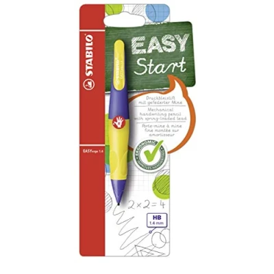 Obrázek Ergonomická tisková tužka pro praváky STABILO Easyergo 1.4 fialová/neonově žlutá vč. 3 tenkých náplní stupeň tvrdosti HB
