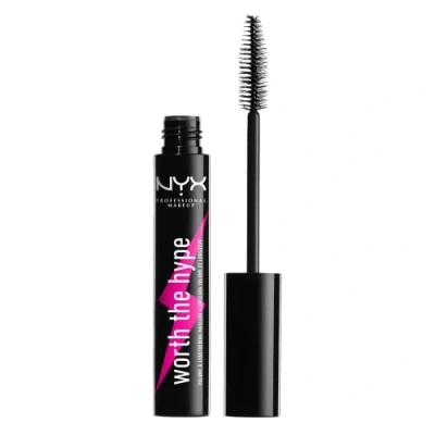 Obrázek NYX Professional Makeup Worth the Hype řasenka, pro objemné a dlouhotrvající řasy, špičatý kartáč dosáhne všech řas, jojobový olej, barevný odstín: černý