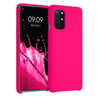 Obrázek kwmobile pouzdro kompatibilní s OnePlus 8T silikonové na mobil měkký povrch bezdrátové nabíjení neonově růžové
