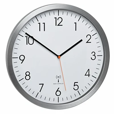Obrázek Rádiové nástěnné hodiny TFA 60. 3527. 55 Sweep hodinový strojek tichý chod, průměr 305 mm (hliník)