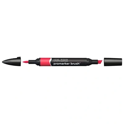 Obrázek Winsor &amp; Newton 0204209 BrushMarker (pro výkresy, kaligrafii, design a rozvržení, kreslení bez šmouh s klínem špičkou štětce) červená