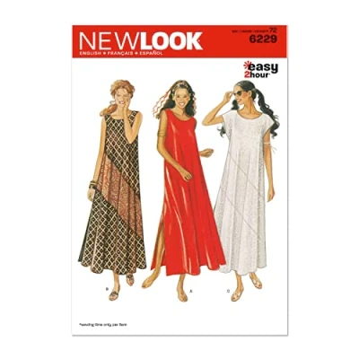 Obrázek Simplicity New Look střih 6229 dámské šaty, vel. 36 48, papír, vícebarevné, A (8 10 12 14 16 18)