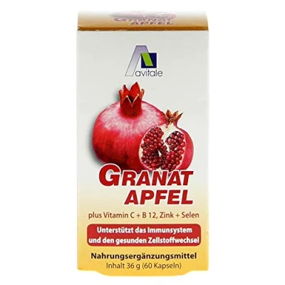 Obrázek Avitale Granátové jablko 500 mg plus Vit.C + B12 zinek selen, 60 kusů, 1 balení (1 x 36 g)