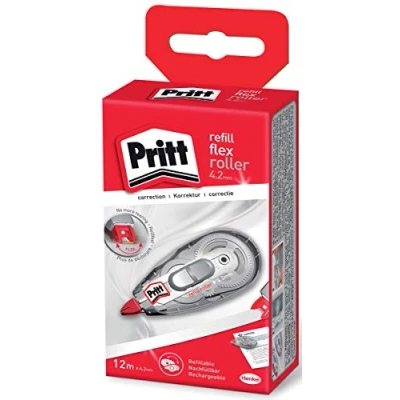 Obrázek Pritt Korekční váleček Refill Flex Roller Midway, snadno doplňovatelný, zatahovací flexibilní hrot, funkce Push &amp; Pull pro oboustranné použití, šířka 4,2 mm, délka 12 m, 9H, PRR4H, 5 kusů