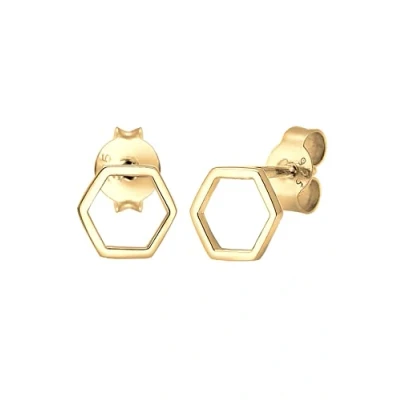 Obrázek Elli Dámské náušnice Hexagon Geo Trend Minimal Filigránský Basic pozlacené stříbro 925, Fazetový brus, Bez drahokamu