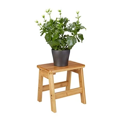 Obrázek Relaxdays Podnožka Rutico z bambusu, stolička pro děti, nášlapná malá, v x š h: cca 27 29 24 cm, přírodní