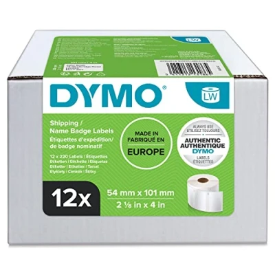 Obrázek DYMO Originální přepravní štítky/jmenovky LabelWriter (velké) 54 mm x 101 12 rolí po 220 snadno odstranitelných štítcích (2 640 etiket) pro tiskárny štítků