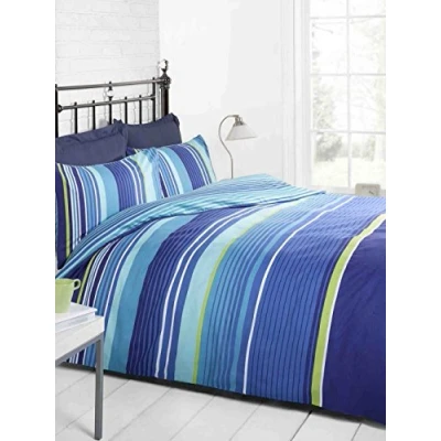 Obrázek Rapport Bettbezug Set, Navy Blau, Grün und Weiß gestreift, für King Size Betten