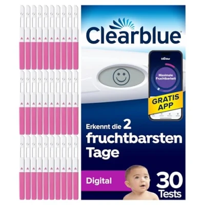 Obrázek Clearblue Dětský test ovulace Kit Digital, 30 testů + 1 digitální testovací držák, plodnosti pro ženy / ovulace, prokazatelně rychleji otěhotní