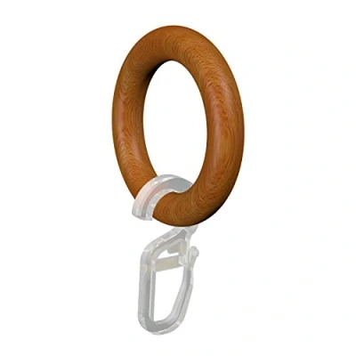 Obrázek Flair Deco prstence s Faltenhaken, Gardinenringe pro 16 mm průměr záclonové tyče, kusů, Dřevo, Třešňového lakovaná, 41/27