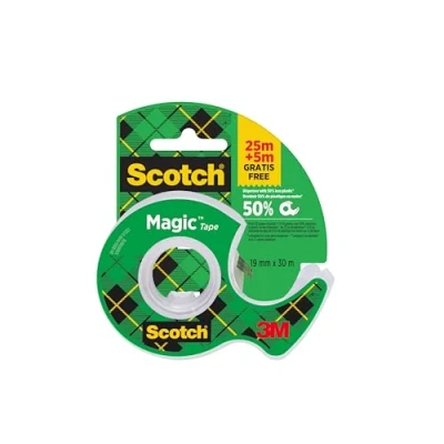 Obrázek Scotch Magic neviditelná lepicí páska, 19 mm x 25 mm, 1 role na ruční odvíječ/balení + 5 m zdarma