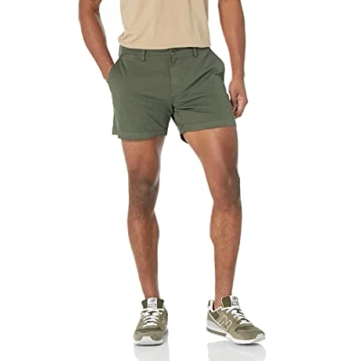 Obrázek Amazon Essentials Herren 13 cm Flatfront Chinoshorts mit hohem comfort in schmaler Passform (zuvor Goodthreads), Dunkelgrün, 31W