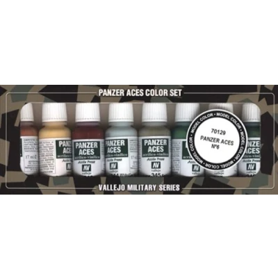 Obrázek Vallejo 070129 Farbset, Set 6 Panzer Hauttöne und Tarnung, 8x17 ml