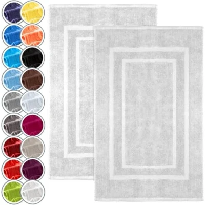 Obrázek NatureMark balení 2 ks koupelnových předložek koupelnová rohož prémiová kvalita 100% bavlna 50 x 80 cm sprchová předložka dvojité Barva: Bílá