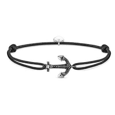 Obrázek Thomas Sabo Pánský náramek Little Secret Anker černěný, sterlingové stříbro 925, LS055 889 11 L22v, látka, zirkony.