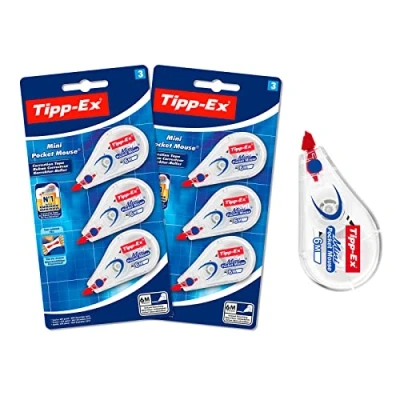 Obrázek Tipp Ex Korrekturroller Mini Pocket Mouse, 6 m x 5 mm, 2x3er Pack, Ideal für das Büro, Home Office oder die Schule