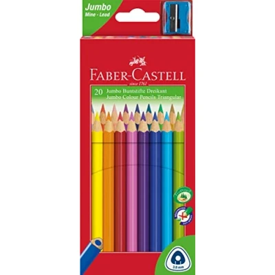 Obrázek FABER CASTELL 116520 pastelky triangular Jumbo, 20 ks kartonové pouzdro, 1 kus