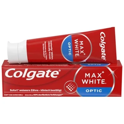 Obrázek Colgate Zubní pasta Max White Optic 75 ml odstraňuje až 100 % zbarvení povrchu pro okamžité zesvětlení zubů* a bělejší úsměv