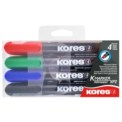 Obrázek Kores permanentní popisovač sada 3 5 mm hrot, Černá/modrá/červená/zelená