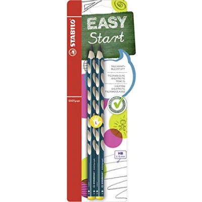 Obrázek Ergonomická trojhranná tužka pro leváky STABILO EASYgraph v petrolejové barvě balení po 2 kusech stupeň tvrdosti HB