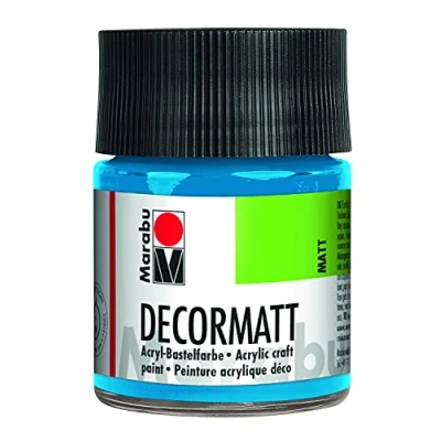 Obrázek Marabu 14010005095 Decormatt akryl azurová 095, 50 ml, sametově matná akrylová barva na vodní bázi, krémová a intenzivní barva, odolná vůči slinám, proti povětrnostním vlivům, pro volné