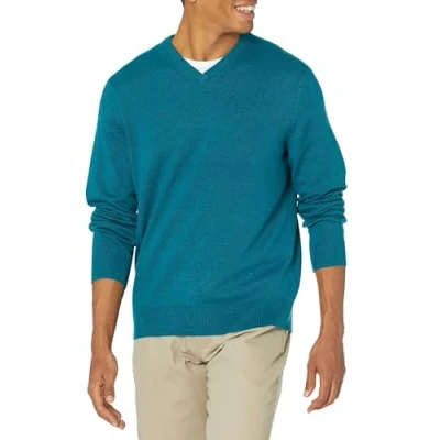 Obrázek Amazon Essentials Herren Pullover mit V Ausschnitt (in Übergröße erhältlich), Grünblau Meliert, XL