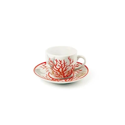 Obrázek Excelsa 62717 Coral Set aus 6 Kaffeetassen mit Untertassen, Porzellan, Mehrfarbig