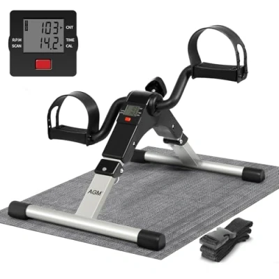 Obrázek AGM Mini domácí trenažér na kolo, paži a nohy, fitness trenér, fitness, s LCD monitorem nastavitelným odporem, přístroj doma, do kanceláře, černá barva