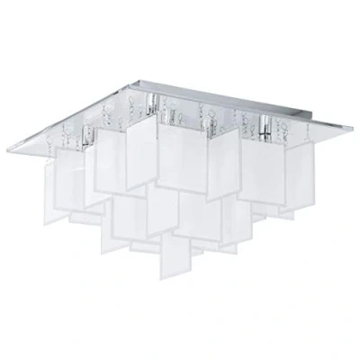 Obrázek EGLO LED stropní svítidlo Condrada 1, s 8 žárovkami, lampa do obývacího pokoje z kovu v chromu a satinovaného skla bílé barvě, ložnice, chodby strop objímkou G9